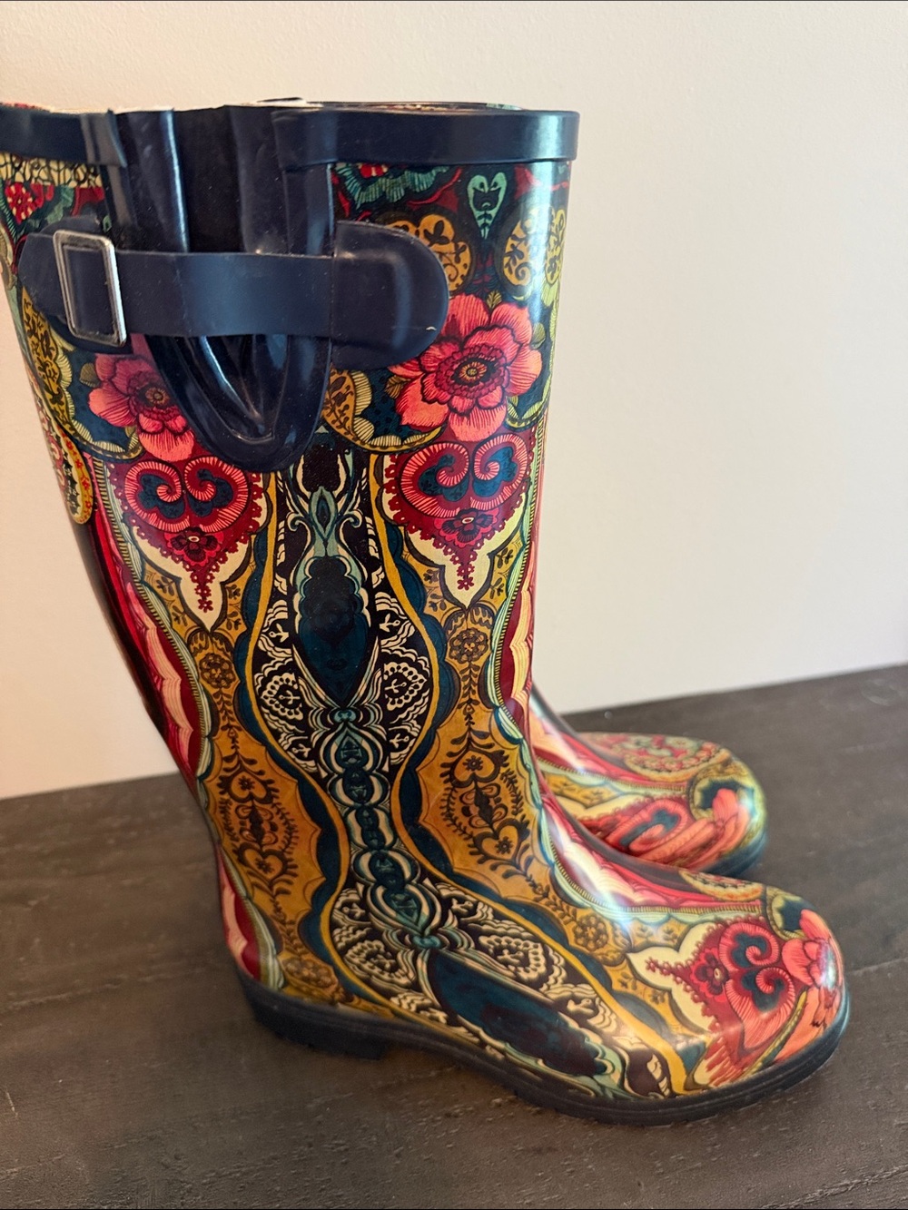 Floral Pattern Waterproof Rain Boots